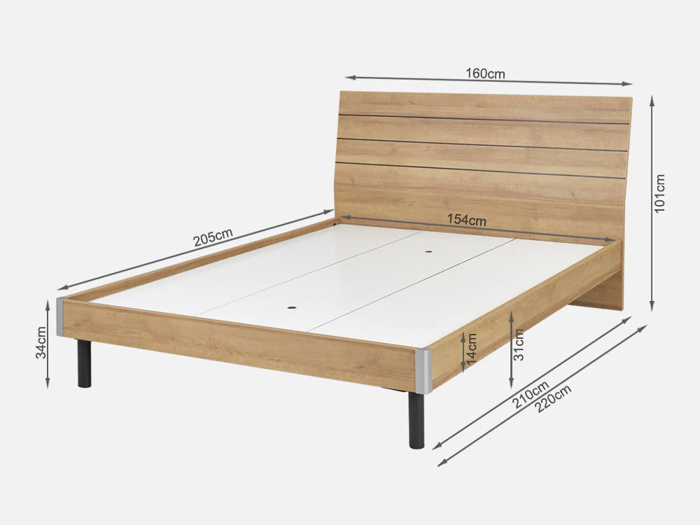 XOAN Queen Wooden Bed - OAK - Image 10