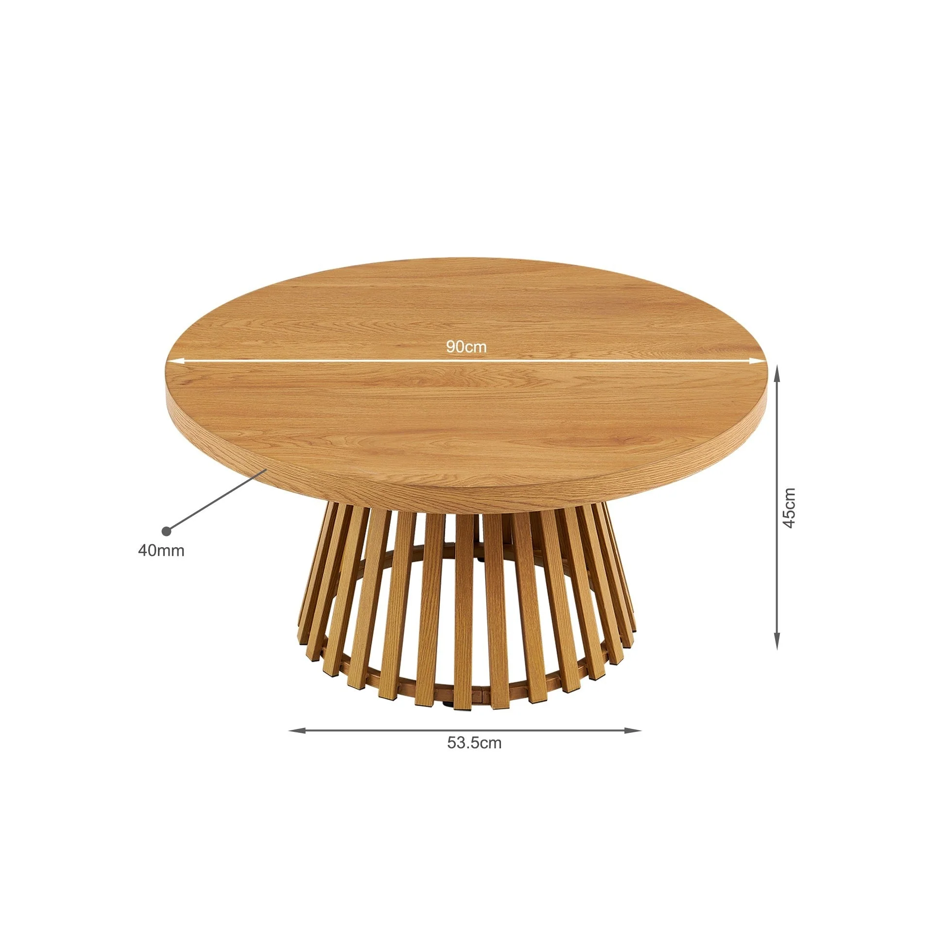 Yardley Round Coffee Table 90cm - Oak - Image 10