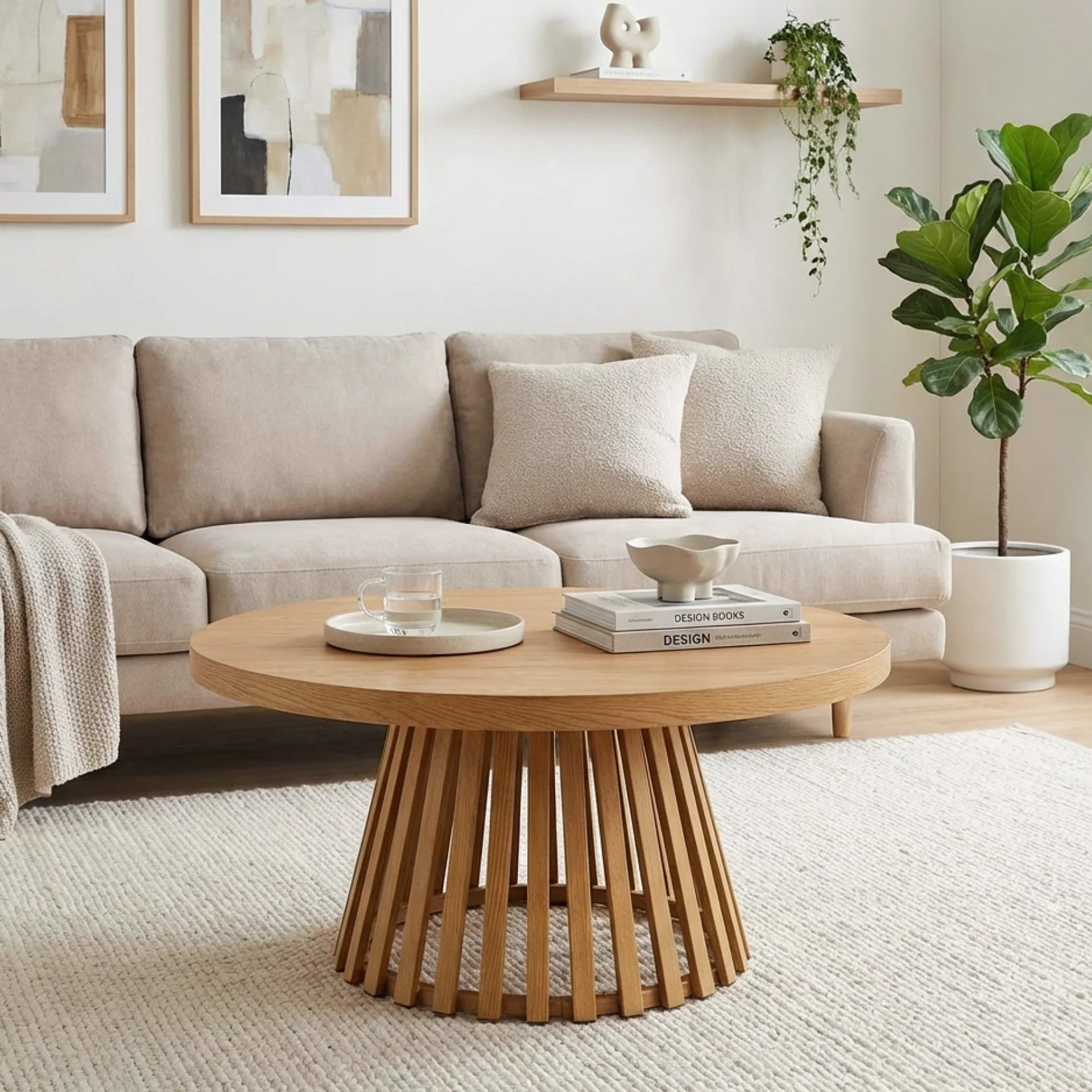 Yardley Round Coffee Table 90cm - Oak - Image 3