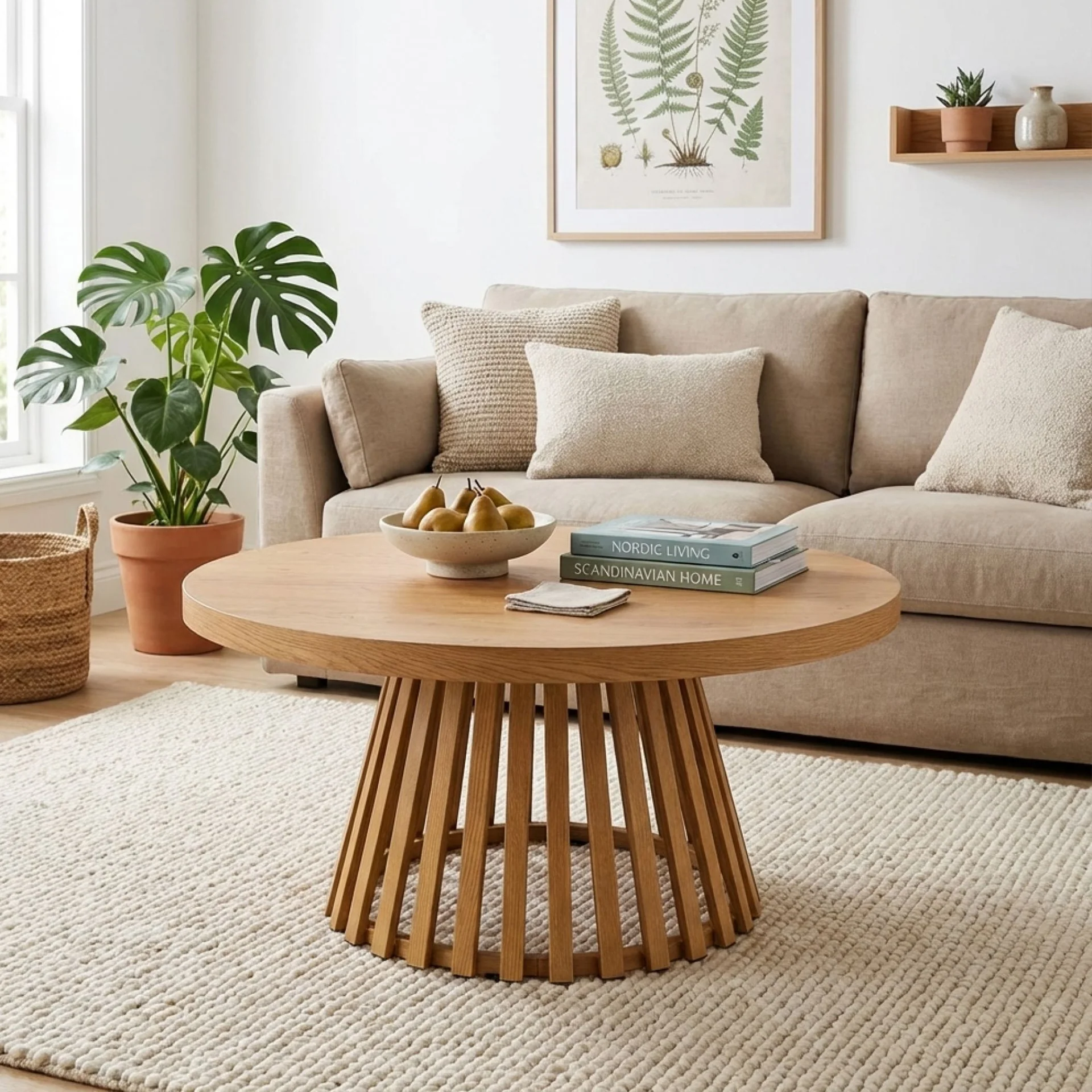 Yardley Round Coffee Table 90cm - Oak - Image 5
