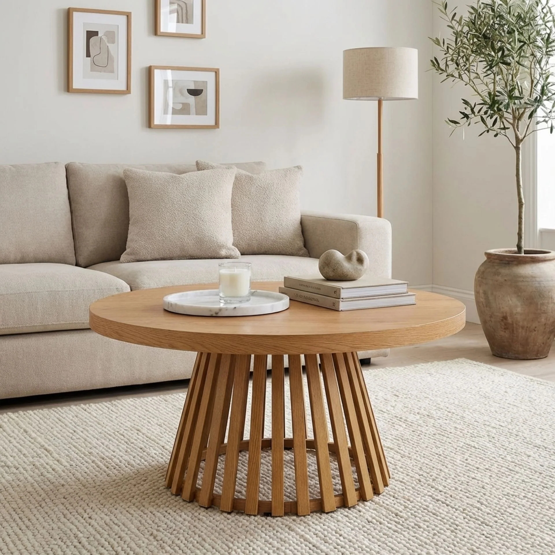 Yardley Round Coffee Table 90cm - Oak - Image 6