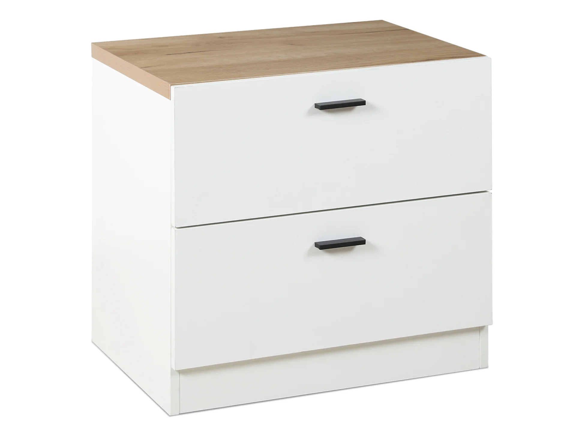 Zach Wooden Bedside Table - White + Walnut - Image 2