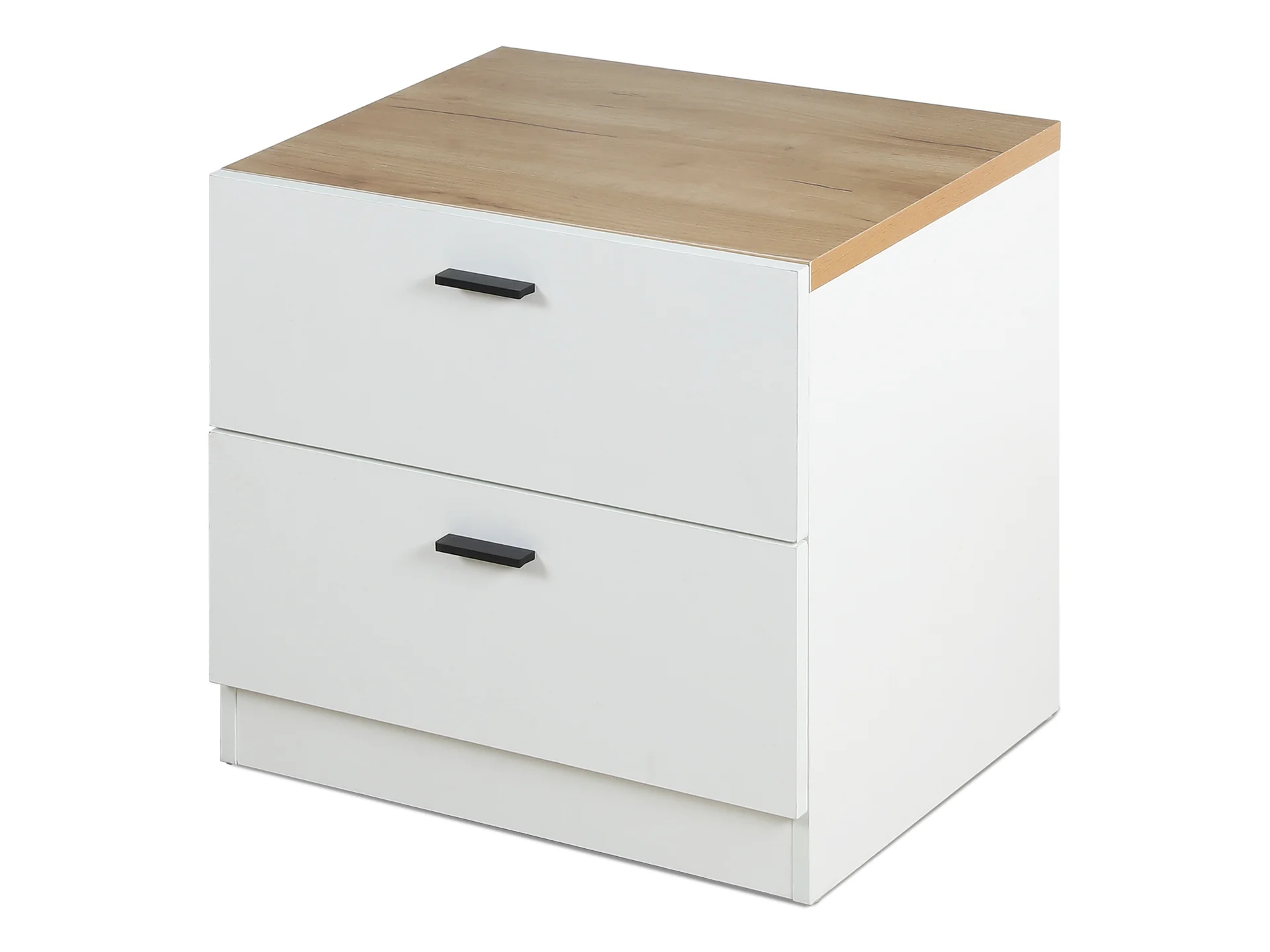 Zach Wooden Bedside Table - White + Walnut - Image 4