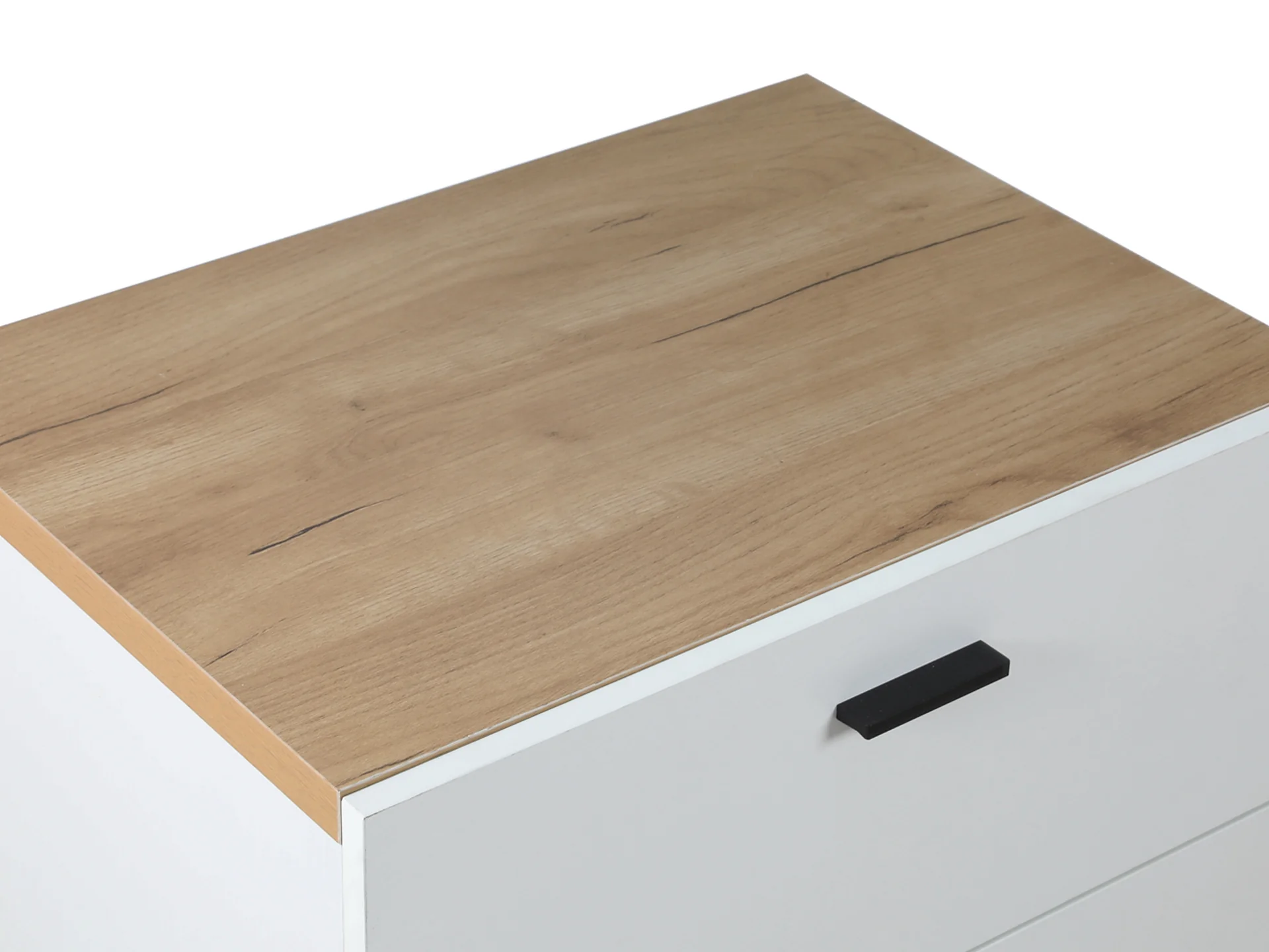 Zach Wooden Bedside Table - White + Walnut - Image 7