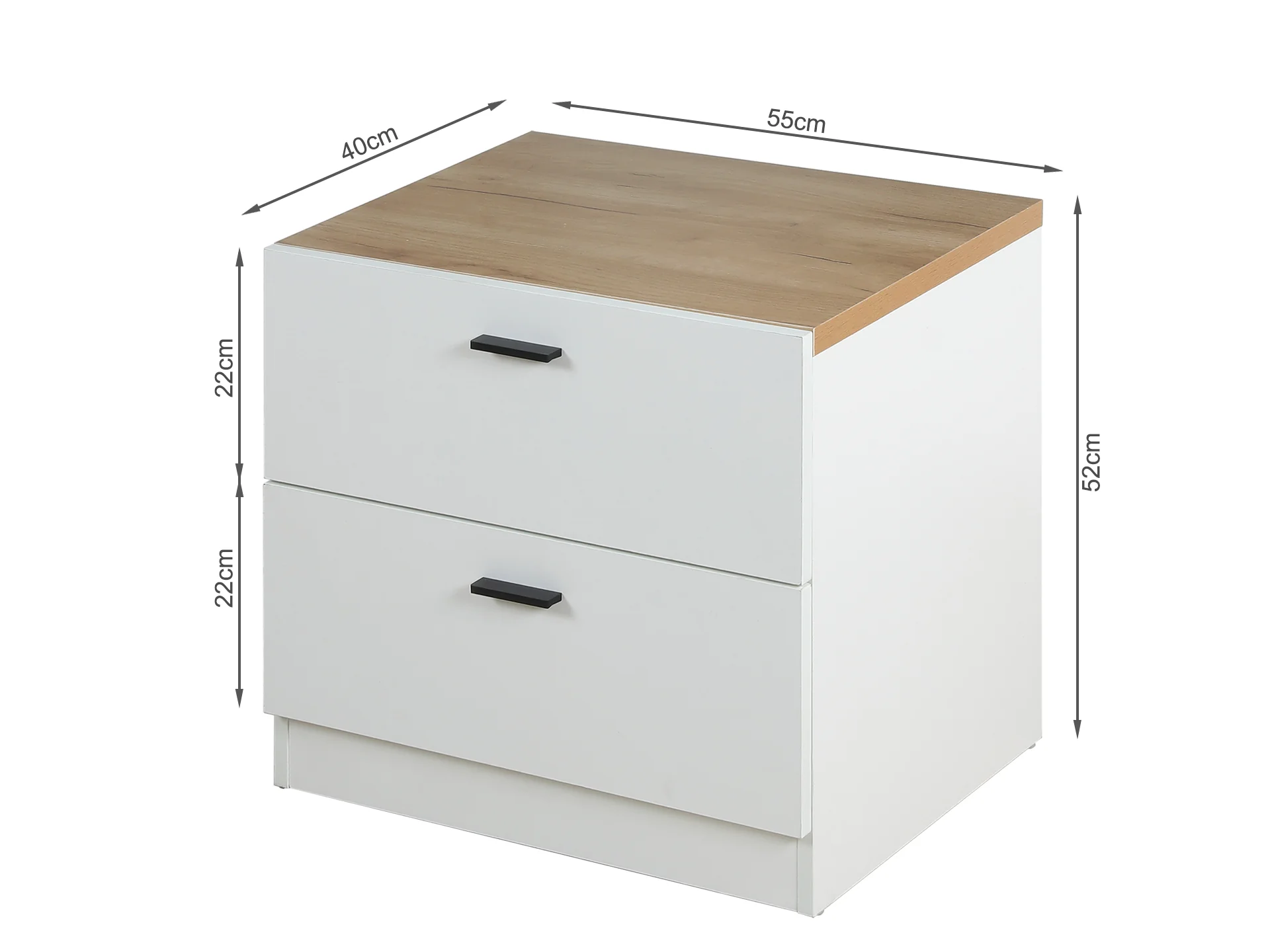 Zach Wooden Bedside Table - White + Walnut - Image 9