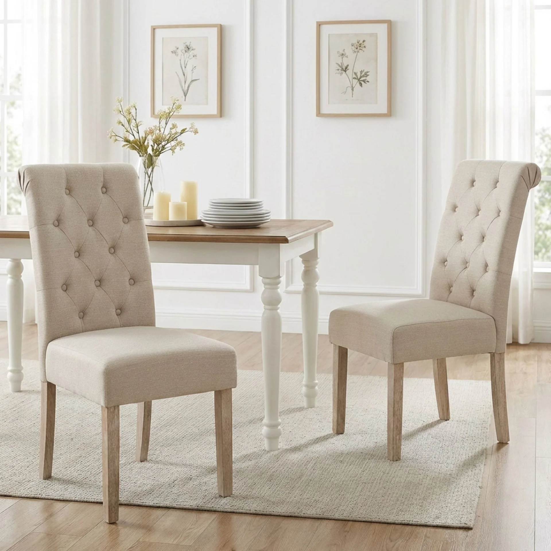 Zoey Upholstered Dining Chair - Set of 2 - Beige - Image 3