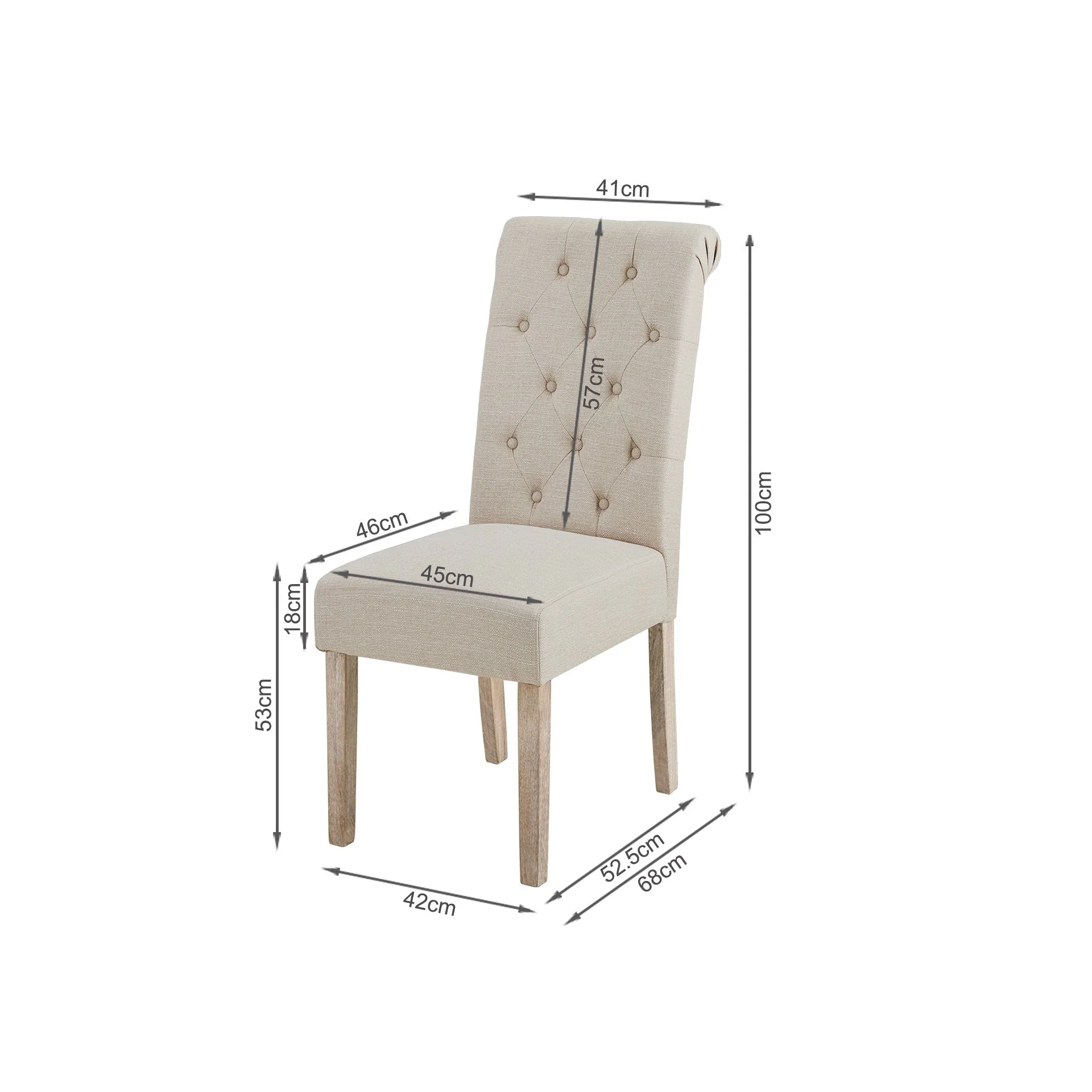 Zoey Upholstered Dining Chair - Set of 2 - Beige - Image 9