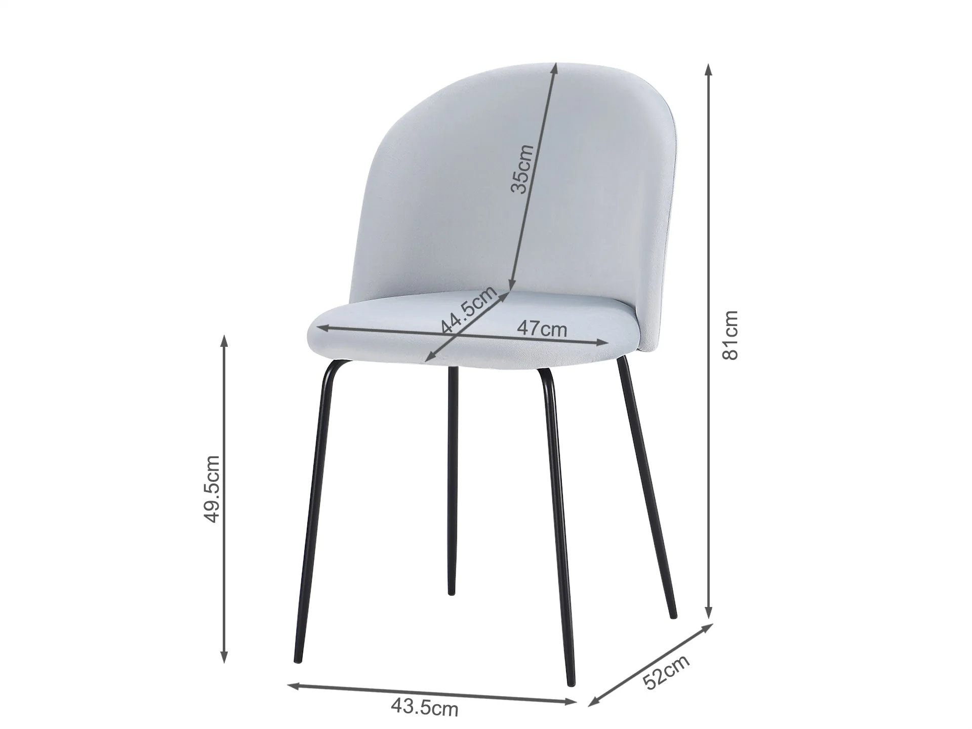 Zoya Dining Chair - Set of 4 - Cool Light Grey - Image 8